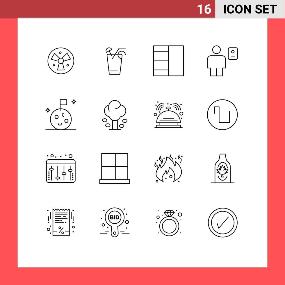 Set of 16 Vector Outlines on Grid for space flag grid profile description Editable Vector Design Elements
