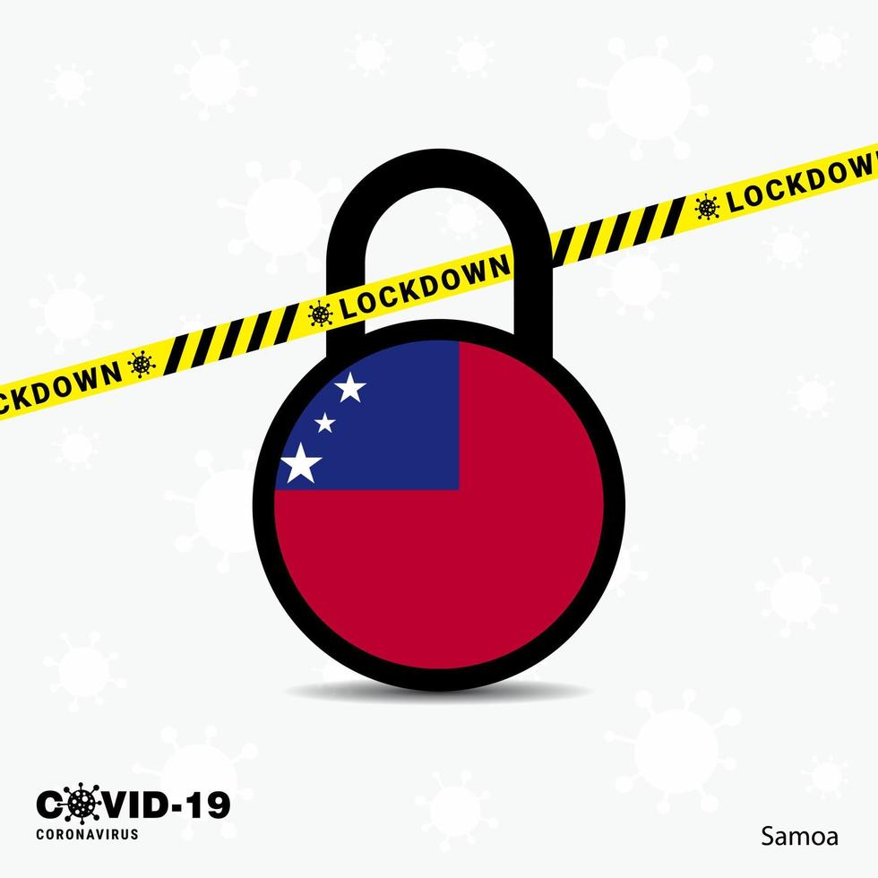 Samoa Lock DOwn Lock Coronavirus pandemic awareness Template COVID19 Lock Down Design vector