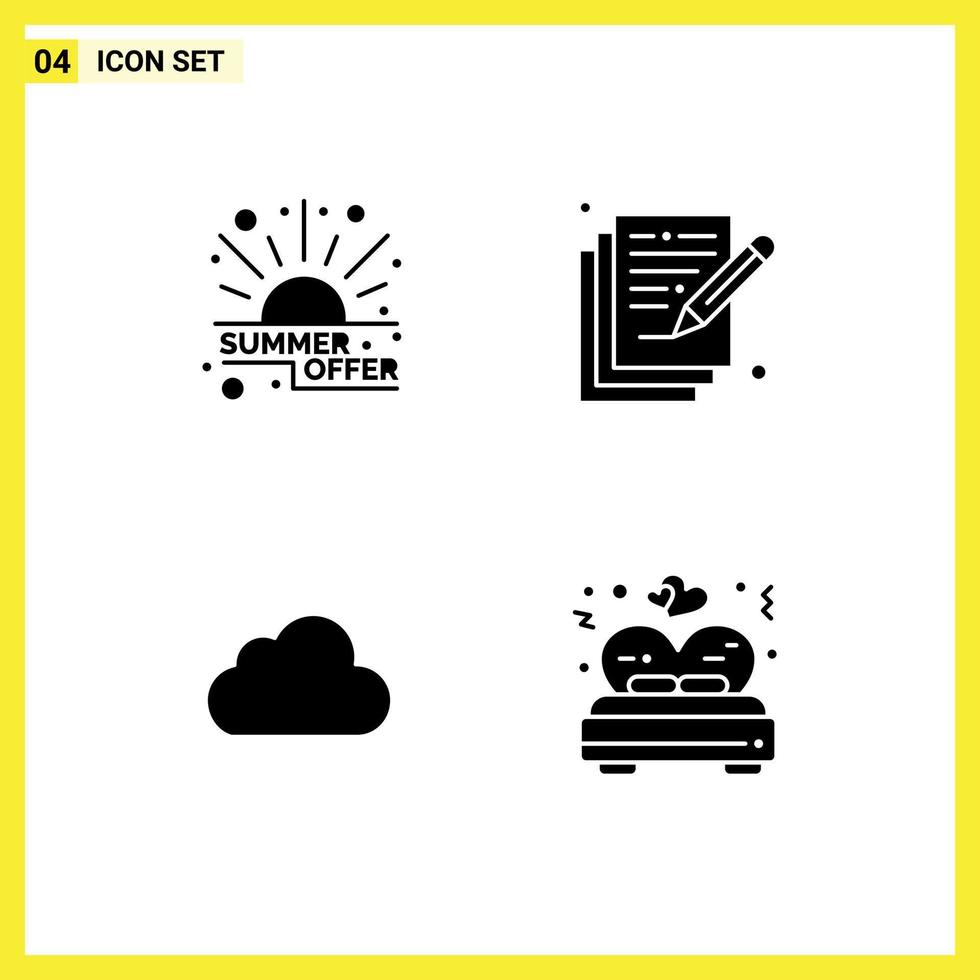 Pack of 4 creative Solid Glyphs of discount data sale arts cloudy Editable Vector Design Elements