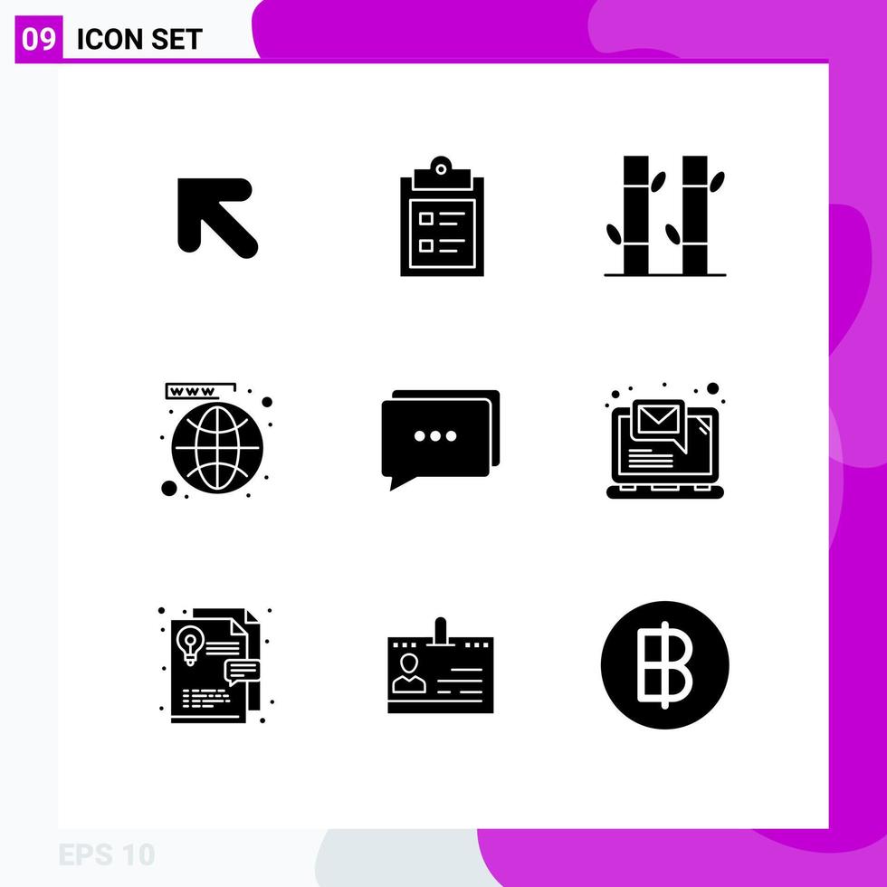 User Interface Pack of 9 Basic Solid Glyphs of communication worldwide beauty website network Editable Vector Design Elements