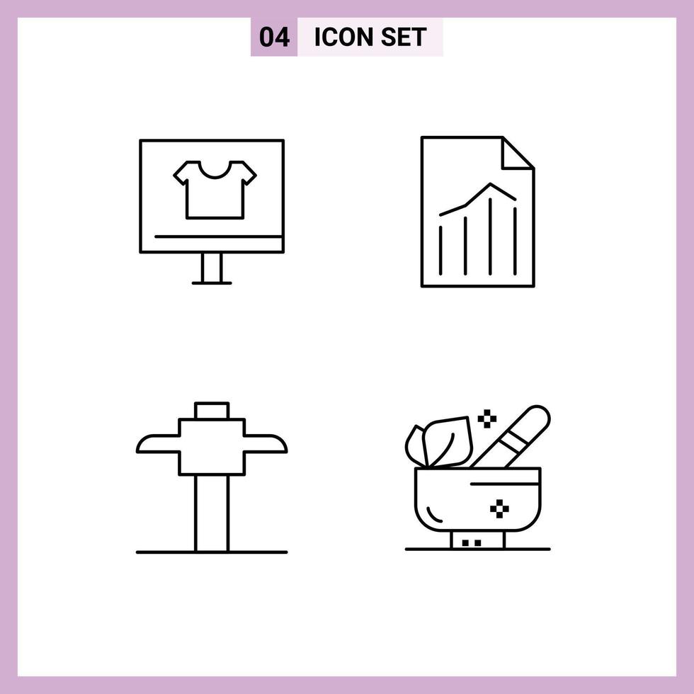grupo de símbolos de iconos universales de 4 colores planos de línea de relleno modernos de hoja de ropa archivo de comercio seleccione elementos de diseño vectorial editables vector