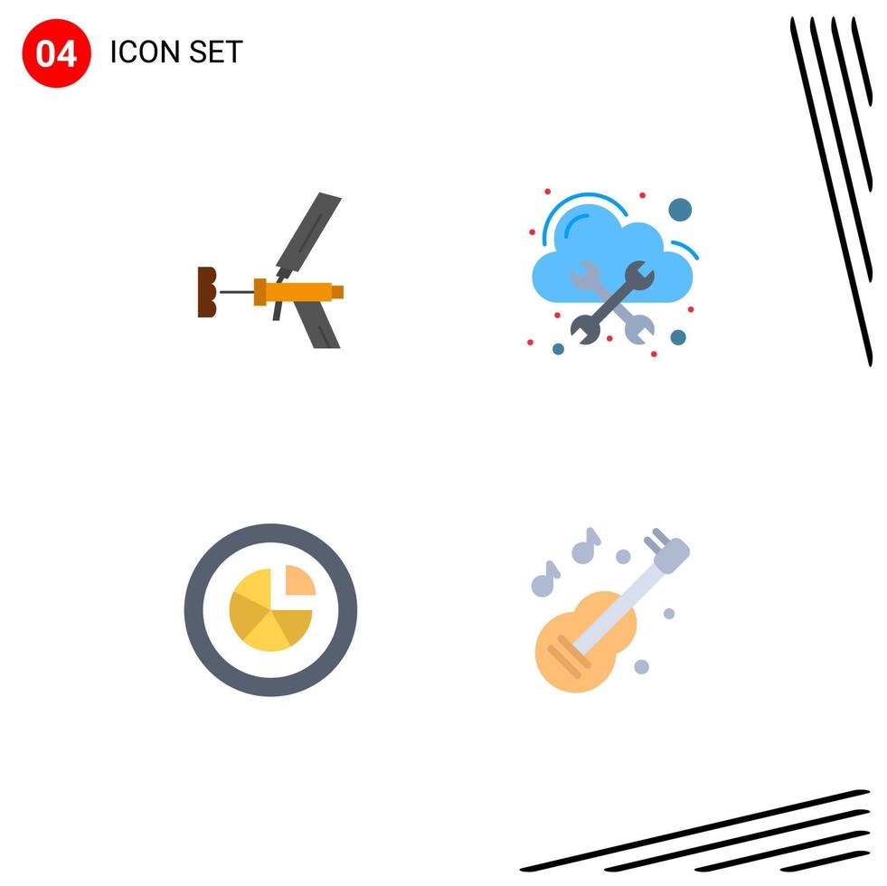 Editable Vector Line Pack of 4 Simple Flat Icons of foamgun management foam gun analytics Editable Vector Design Elements