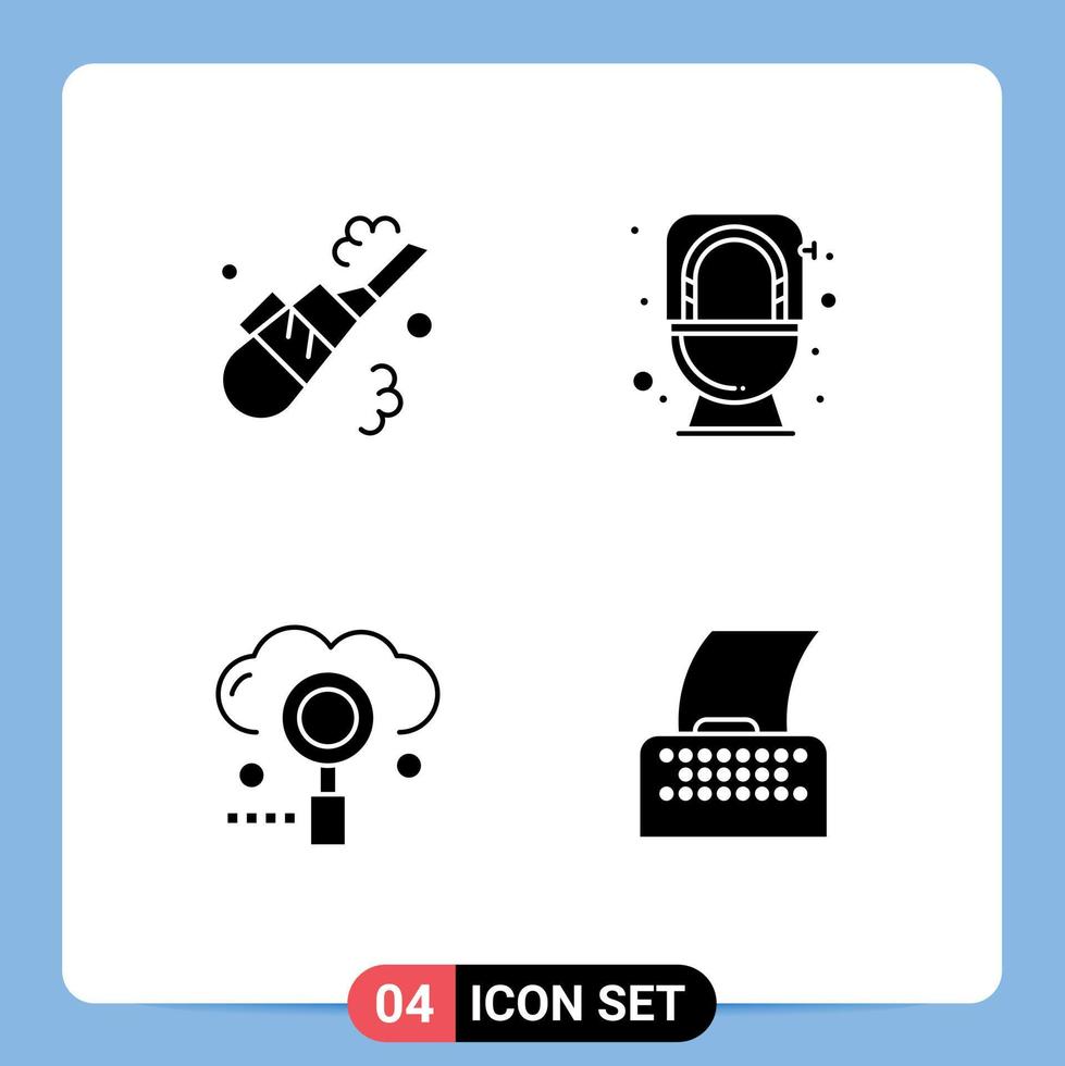 Stock Vector Icon Pack of 4 Line Signs and Symbols for cleaner engine pipe flush optimization Editable Vector Design Elements
