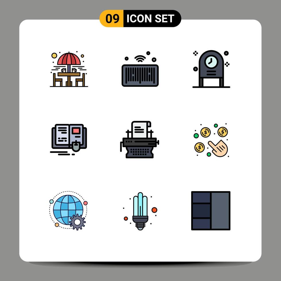 9 Creative Icons Modern Signs and Symbols of marketing mouse celebration knowledge book Editable Vector Design Elements