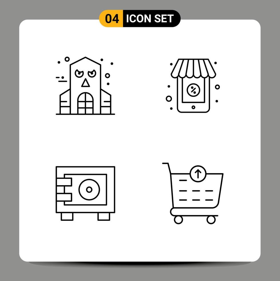 4 Creative Icons Modern Signs and Symbols of halloween locker online deposit ecommerce Editable Vector Design Elements