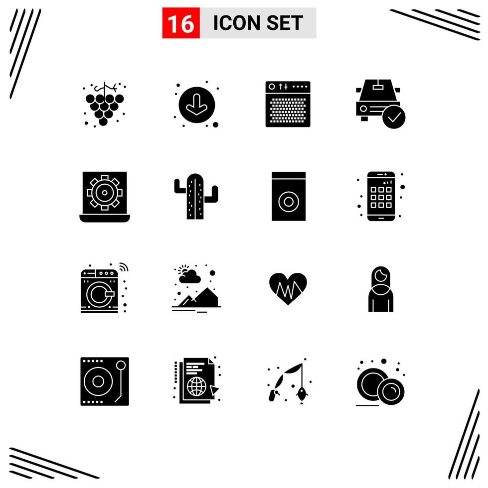 16 Creative Icons Modern Signs and Symbols of configure ok device done checked Editable Vector Design Elements