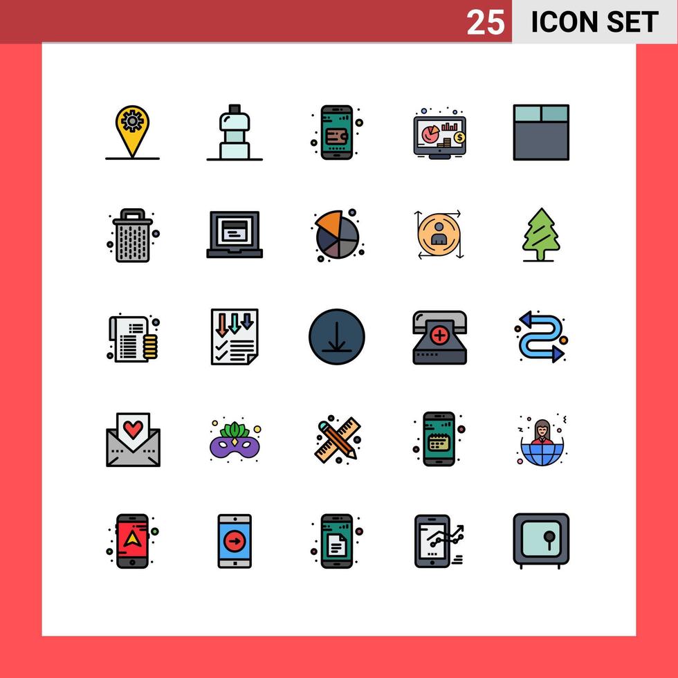 Set of 25 Modern UI Icons Symbols Signs for delete basket online wallet wireframe seo Editable Vector Design Elements