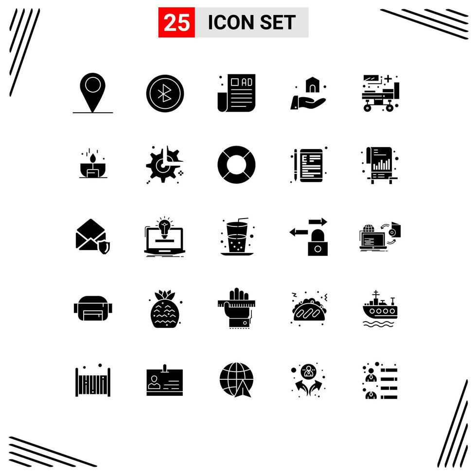 Set of 25 Modern UI Icons Symbols Signs for candle medical marketing hospital construction Editable Vector Design Elements