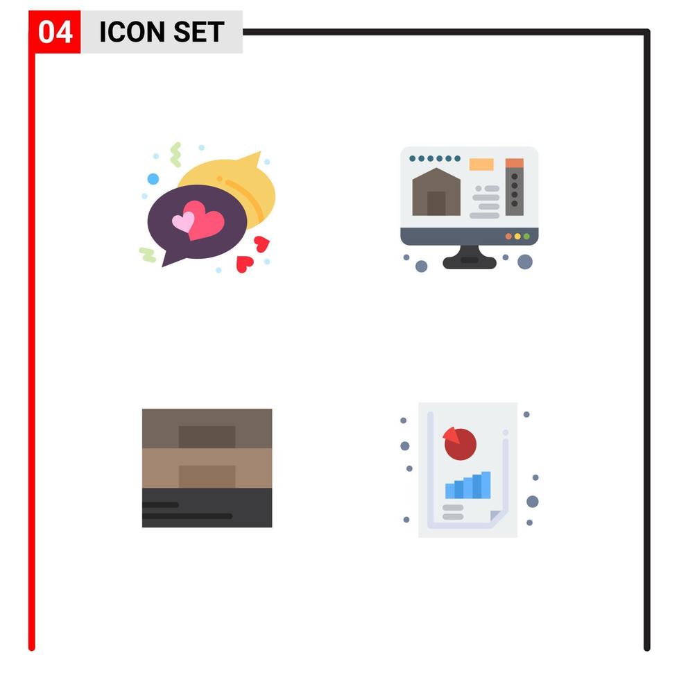 4 Flat Icon concept for Websites Mobile and Apps chat wallet computer accessories financial performance Editable Vector Design Elements