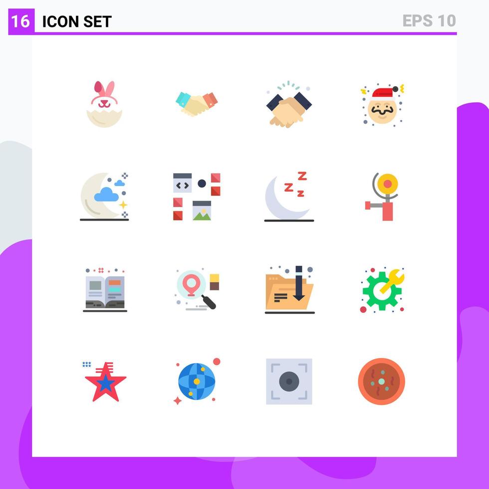 16 Creative Icons Modern Signs and Symbols of moon santa handshake claus wishes Editable Pack of Creative Vector Design Elements