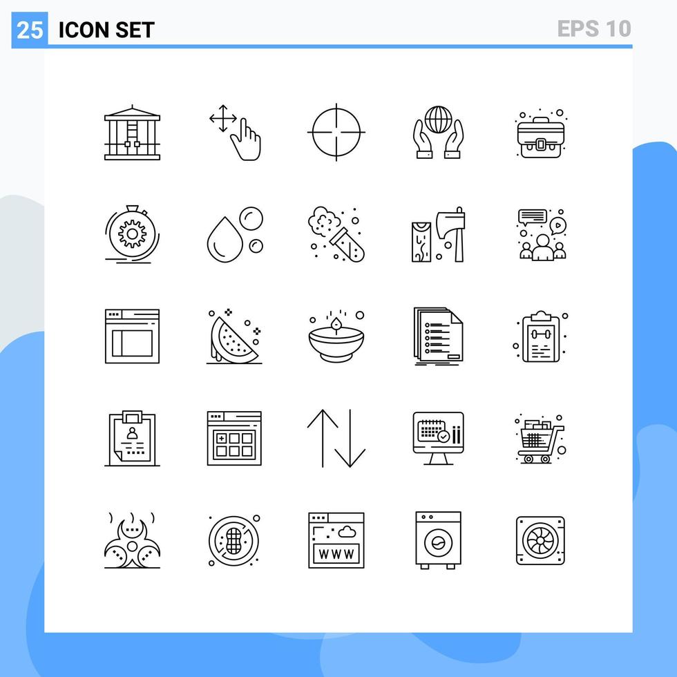 Group of 25 Lines Signs and Symbols for suitcase business gym power conservation Editable Vector Design Elements