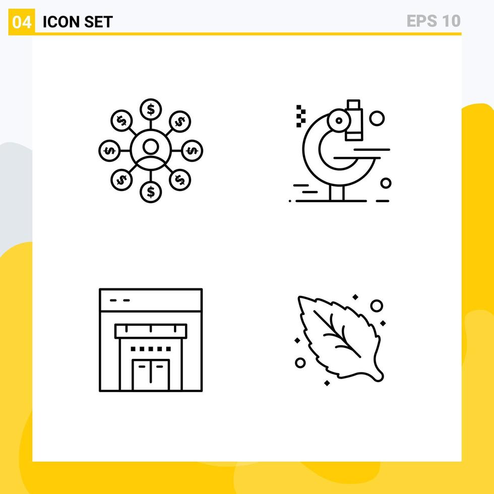 User Interface Pack of 4 Basic Filledline Flat Colors of user shopping chain research green Editable Vector Design Elements