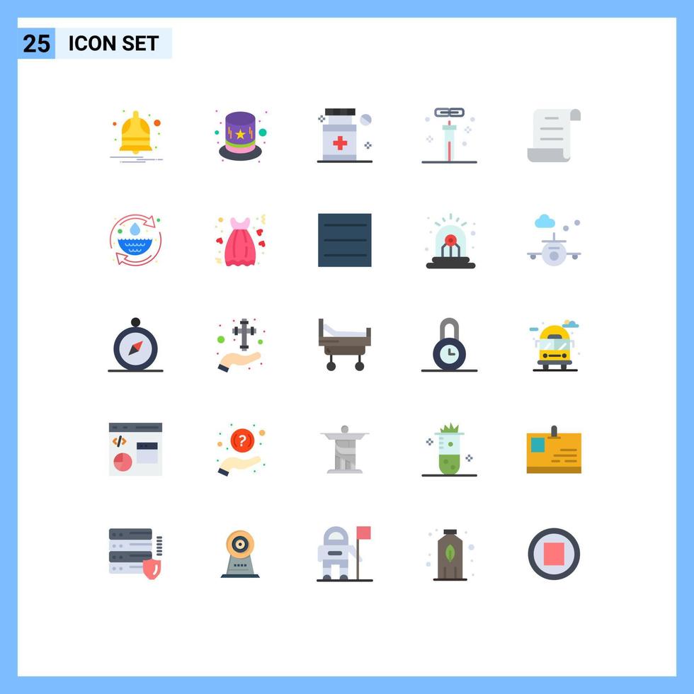 Set of 25 Commercial Flat Colors pack for script document hospital science flasks Editable Vector Design Elements