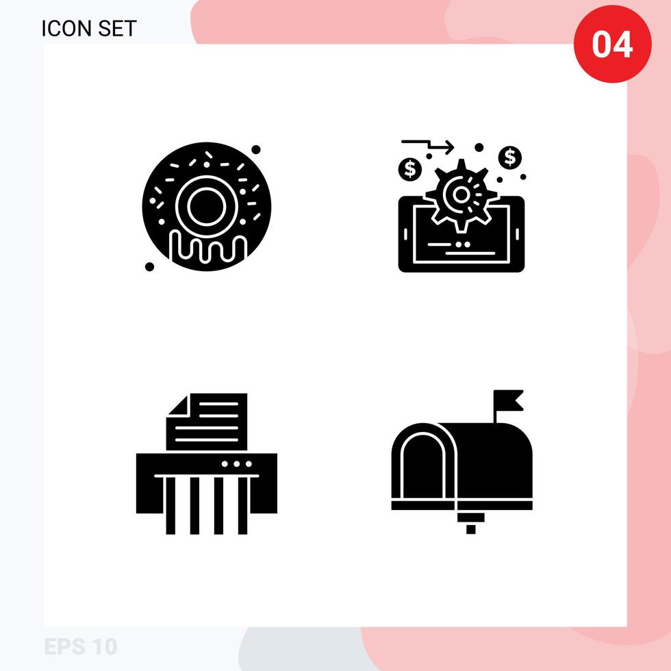 4 User Interface Solid Glyph Pack of modern Signs and Symbols of food communication analytics device contact us Editable Vector Design Elements