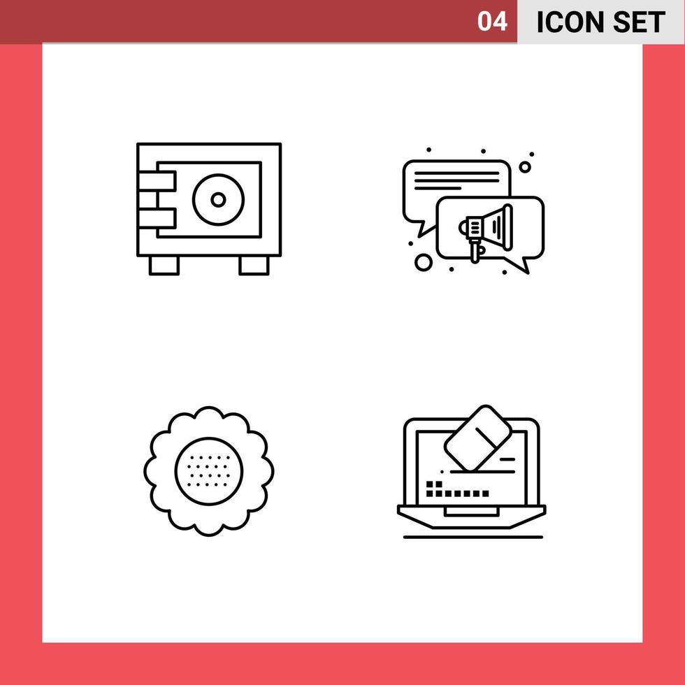 4 Creative Icons Modern Signs and Symbols of deposit flower locker chat spring Editable Vector Design Elements