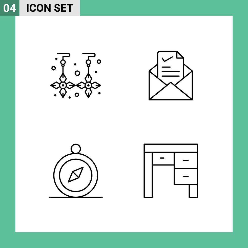 paquete de iconos de vector de stock de 4 signos y símbolos de línea para elementos de diseño de vector editables de navegación de trabajo dorado