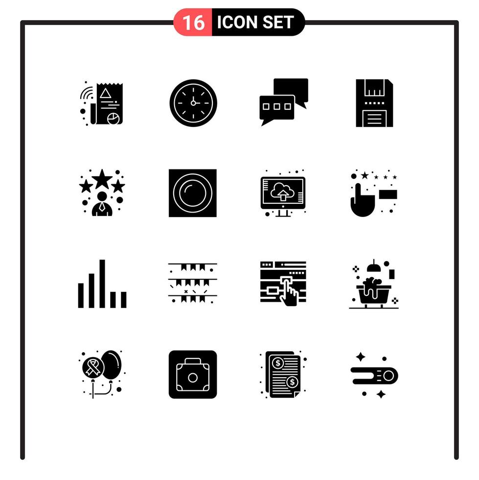 Modern Set of 16 Solid Glyphs Pictograph of manager avatar chat products electronics Editable Vector Design Elements