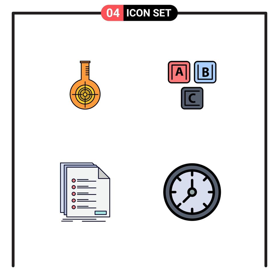 User Interface Pack of 4 Basic Filledline Flat Colors of chemical knowledge lab blocks filing Editable Vector Design Elements