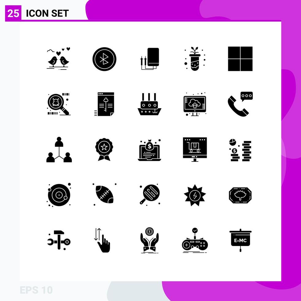 Pack of 25 creative Solid Glyphs of wireframe plant amper study agriculture Editable Vector Design Elements