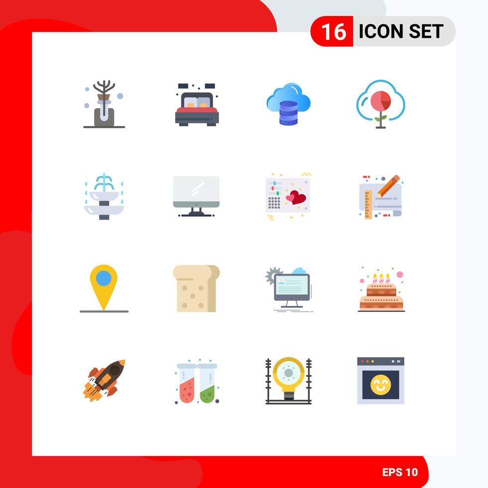 Modern Set of 16 Flat Colors and symbols such as holiday investment computing graph data Editable Pack of Creative Vector Design Elements