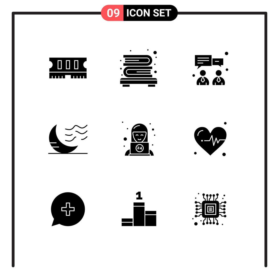 9 iconos creativos, signos y símbolos modernos de soporte de servicio, finanzas, sueño del cliente, elementos de diseño vectorial editables vector