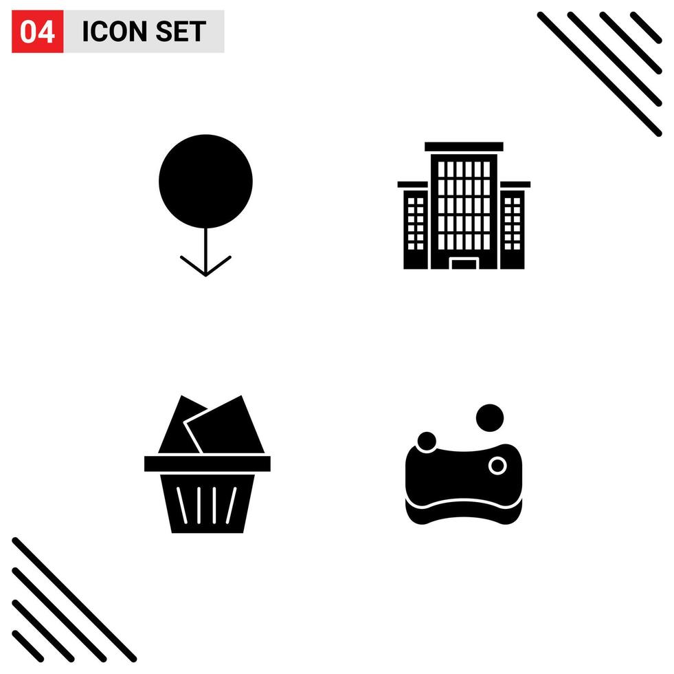 Group of 4 Modern Solid Glyphs Set for gender cleaning building cart sponge Editable Vector Design Elements