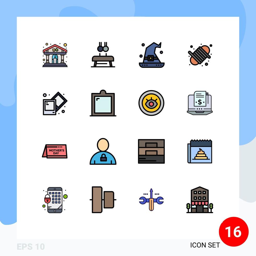 Universal Icon Symbols Group of 16 Modern Flat Color Filled Lines of creative rope sport equipment wizard Editable Creative Vector Design Elements