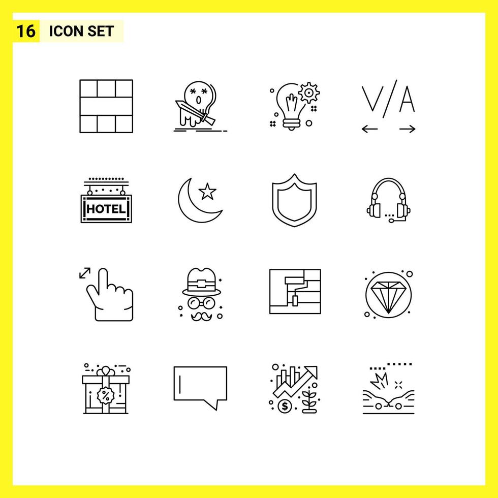 Stock Vector Icon Pack of 16 Line Signs and Symbols for hotel kerning kill setting solution Editable Vector Design Elements