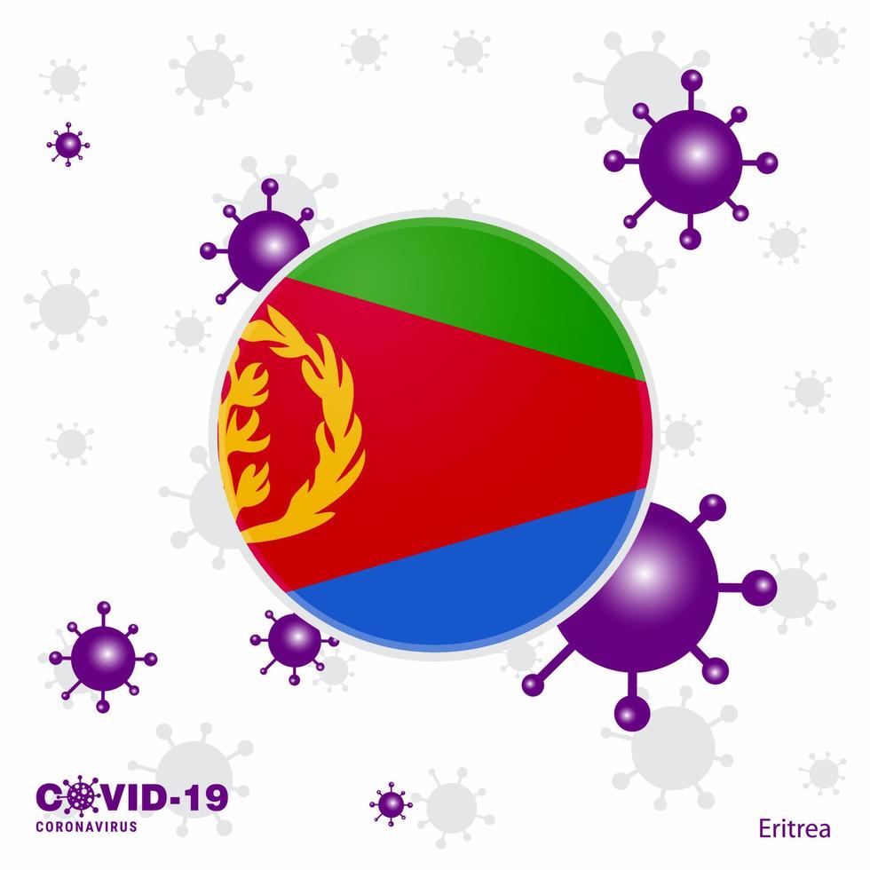 Pray For Eritrea COVID19 Coronavirus Typography Flag Stay home Stay Healthy Take care of your own health vector