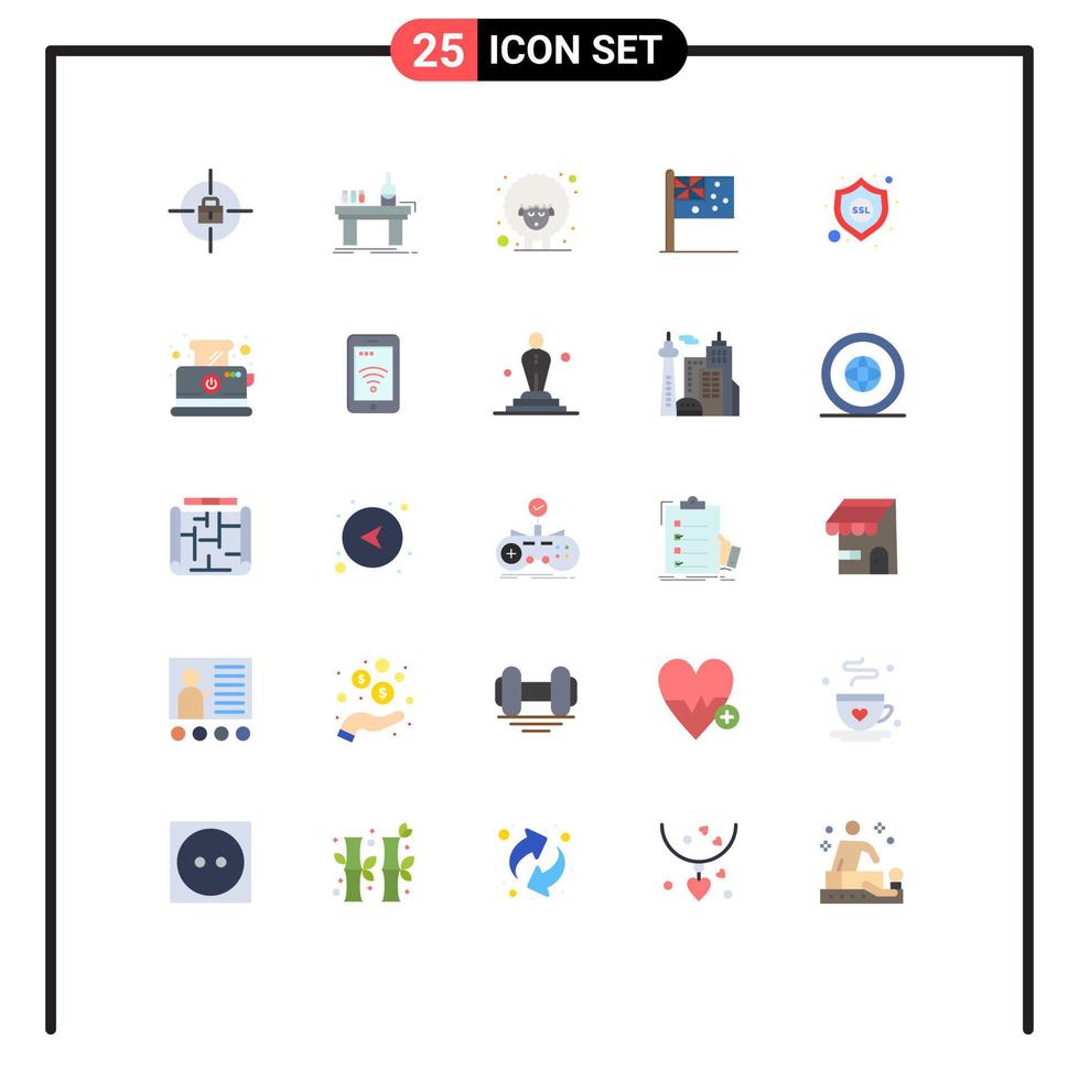 25 User Interface Flat Color Pack of modern Signs and Symbols of security nation easter flag australia Editable Vector Design Elements