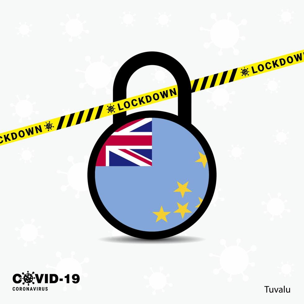 Tuvalu Lock DOwn Lock Coronavirus pandemic awareness Template COVID19 Lock Down Design vector