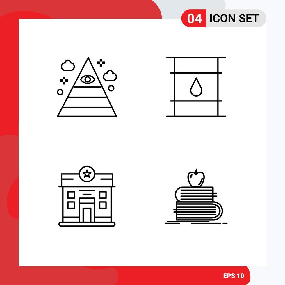 Pictogram Set of 4 Simple Filledline Flat Colors of eye city triangle cylinder home Editable Vector Design Elements