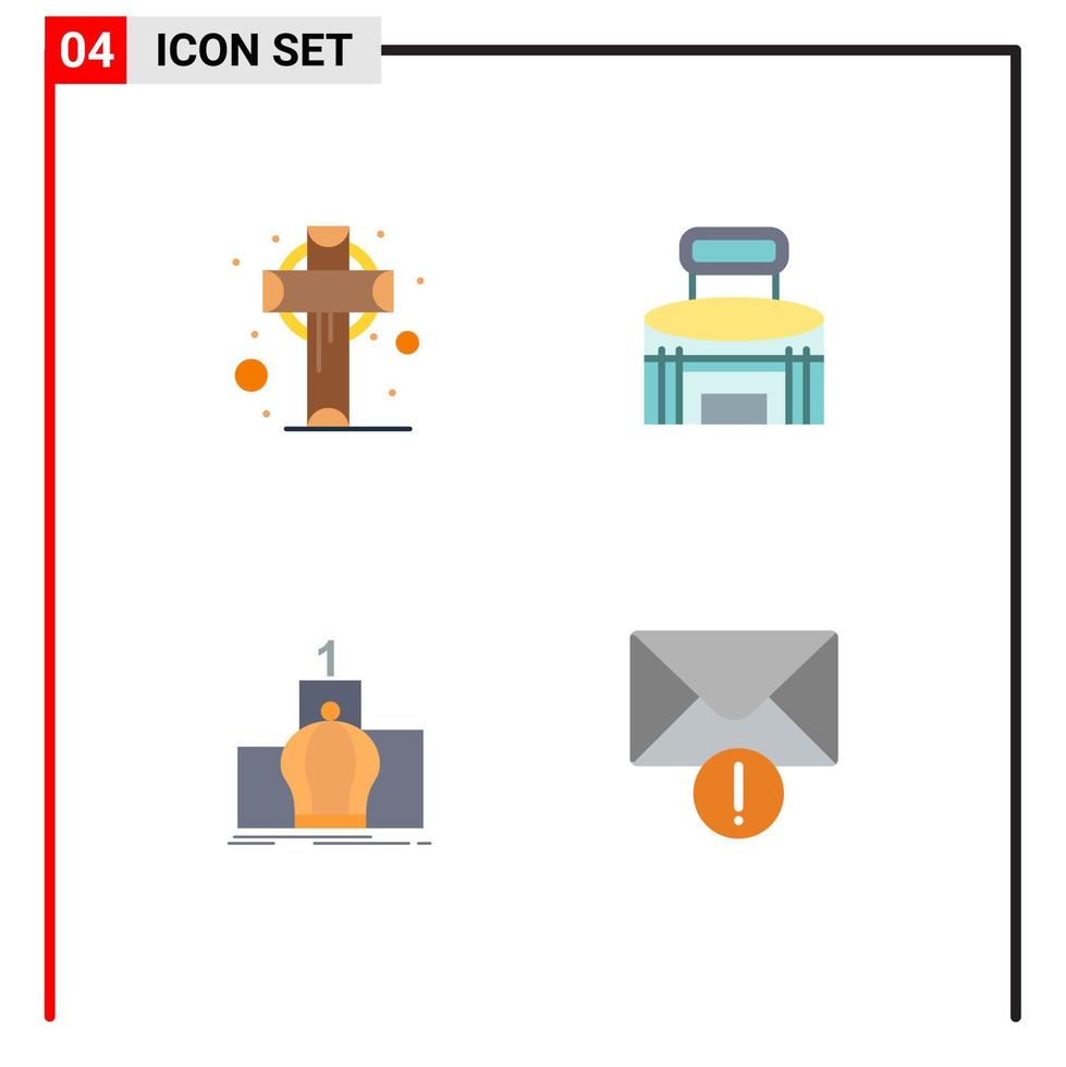 Universal Icon Symbols Group of 4 Modern Flat Icons of cross crown saint game leadership Editable Vector Design Elements