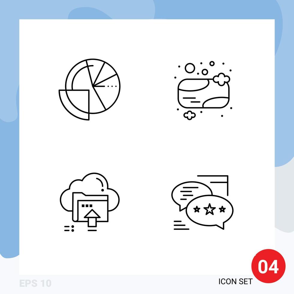 paquete de línea de vector editable de 4 colores planos de línea de llenado simple de datos financieros cargar baño de datos elementos de diseño de vector editables