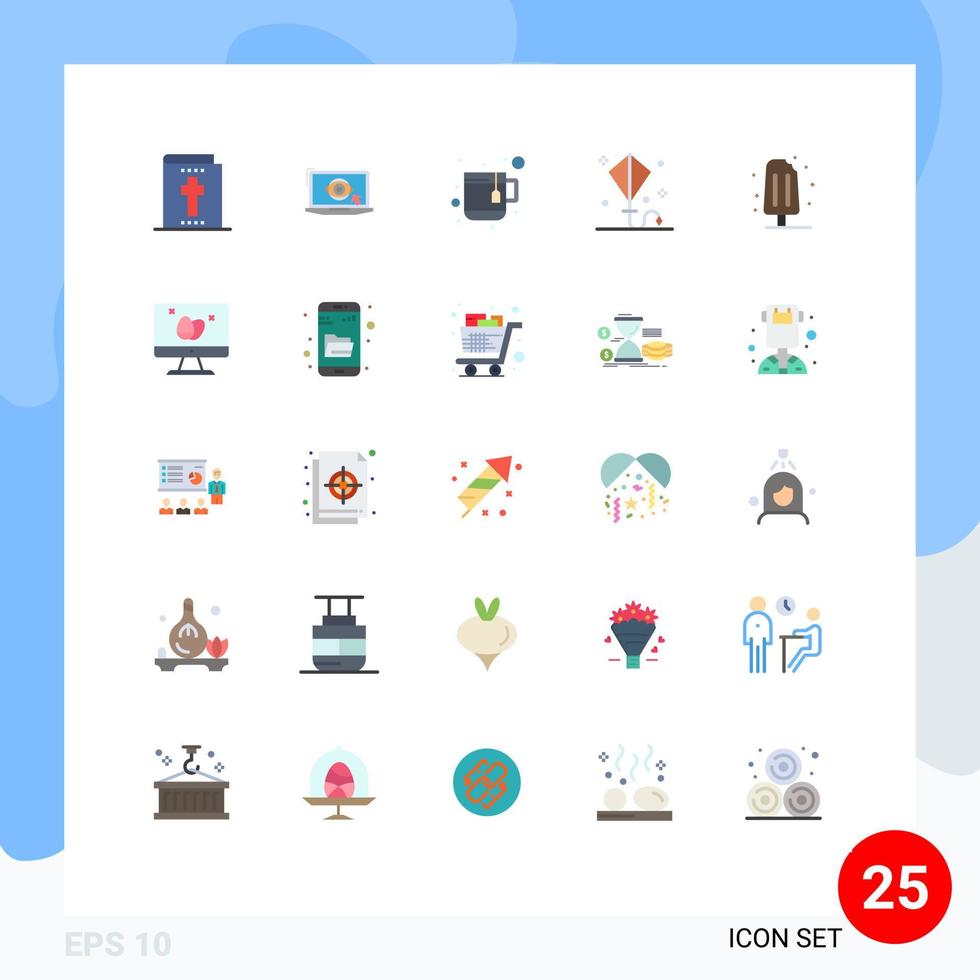 25 iconos creativos signos y símbolos modernos de cometa de juguete de taza de crema de verano elementos de diseño vectorial editables vector