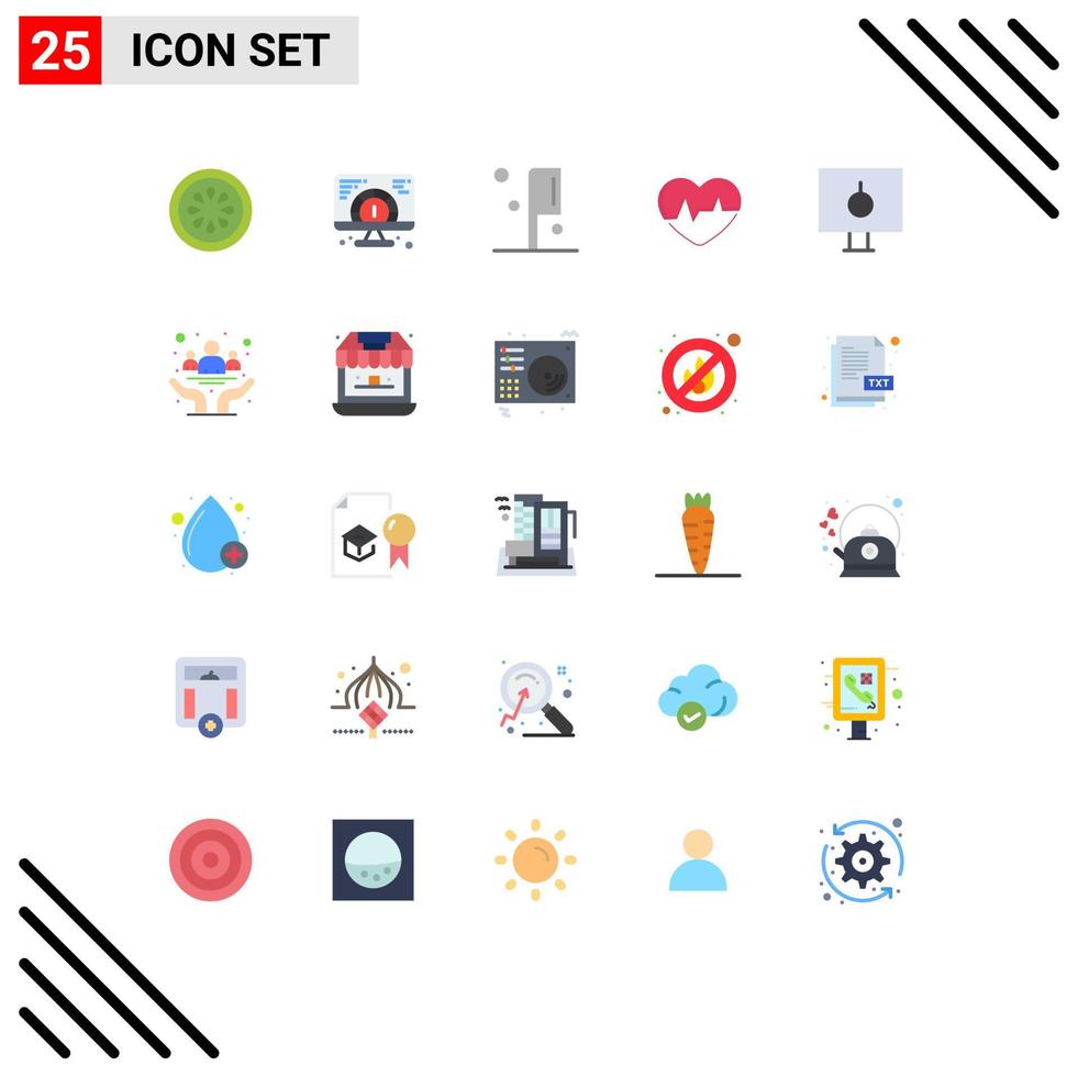 25 Universal Flat Colors Set for Web and Mobile Applications locked beat food pulse heart Editable Vector Design Elements