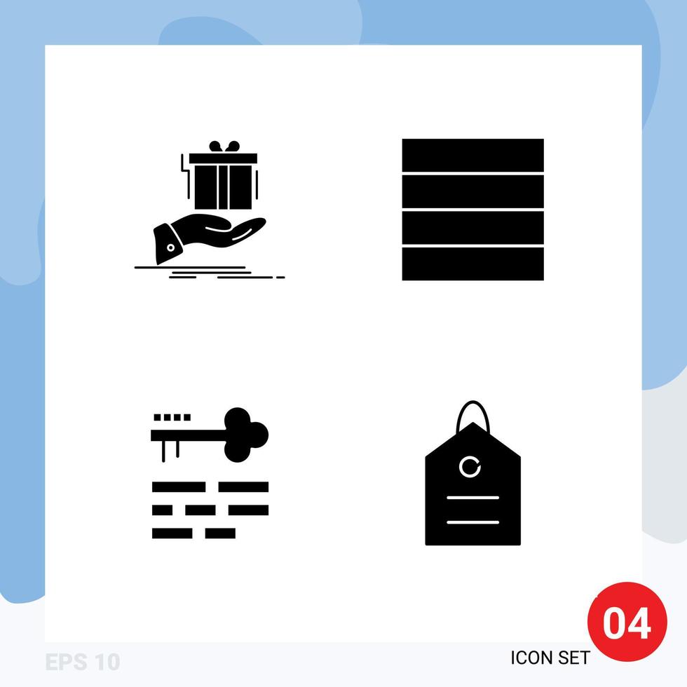 Stock Vector Icon Pack of 4 Line Signs and Symbols for gift layout idea wireframe finance Editable Vector Design Elements