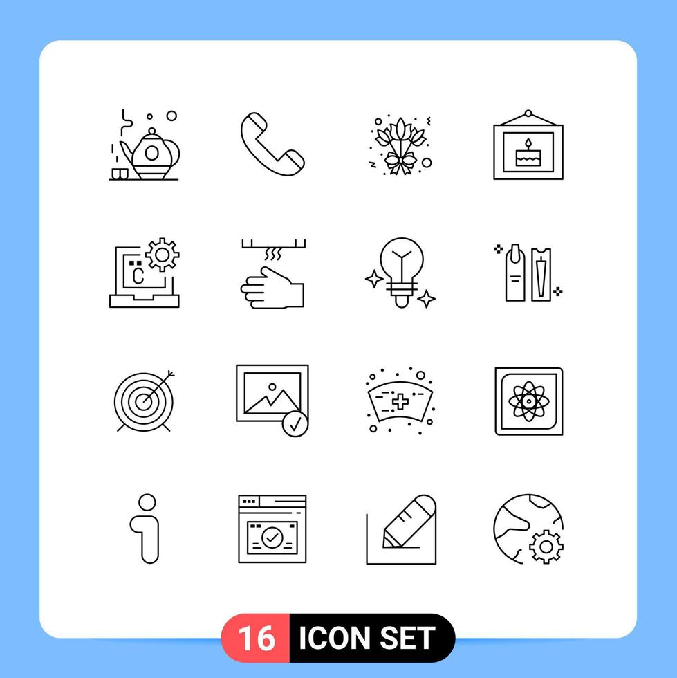 Stock Vector Icon Pack of 16 Line Signs and Symbols for develop code flower c party Editable Vector Design Elements