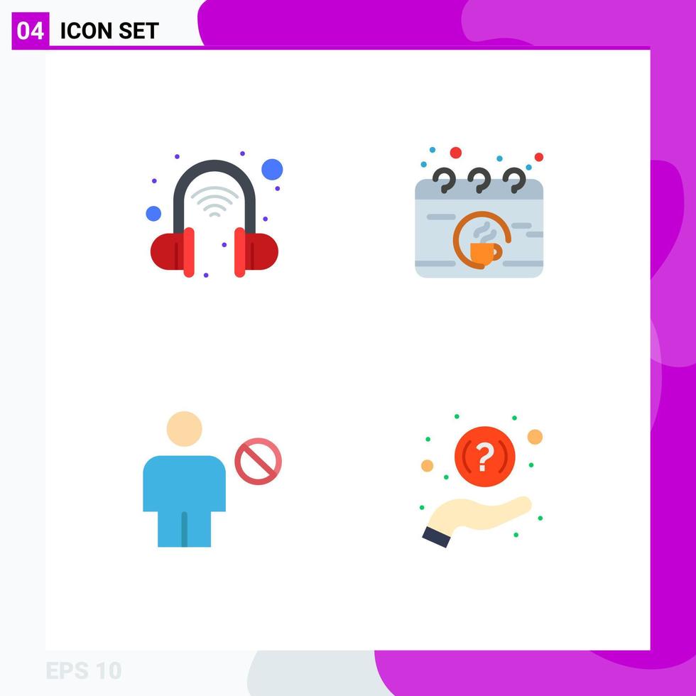 Modern Set of 4 Flat Icons Pictograph of intelligent body calendar cup human Editable Vector Design Elements