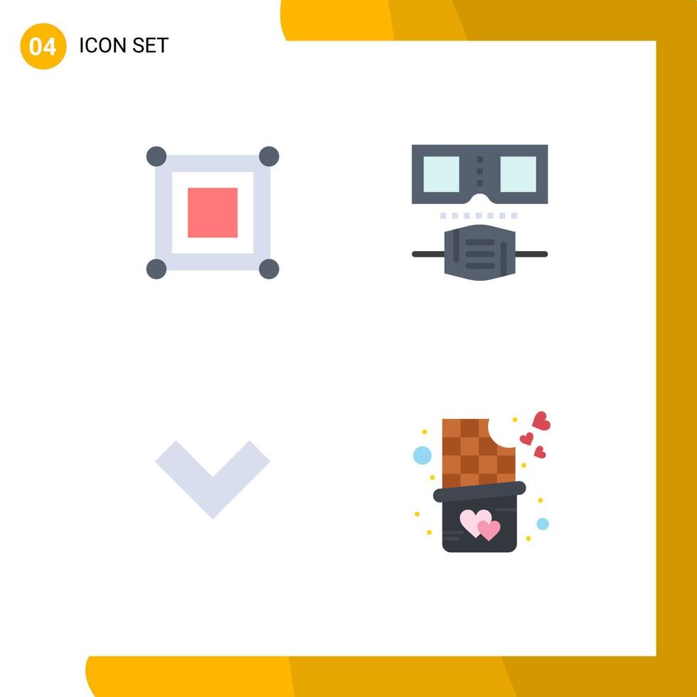 Modern Set of 4 Flat Icons and symbols such as board back box protection dessert Editable Vector Design Elements