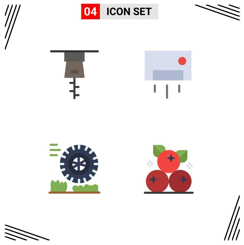 Pictogram Set of 4 Simple Flat Icons of clothing wheel appliances house cranberry Editable Vector Design Elements