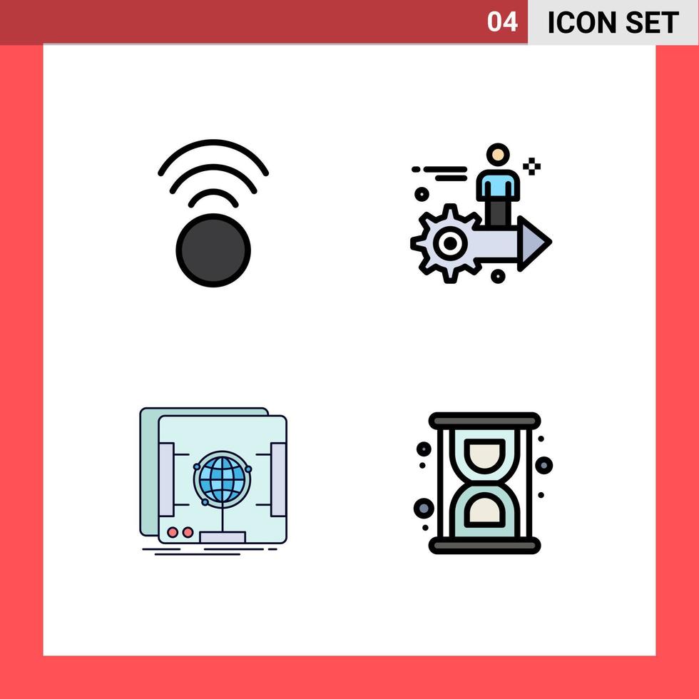 Stock Vector Icon Pack of 4 Line Signs and Symbols for connection holographic setting user scanner Editable Vector Design Elements