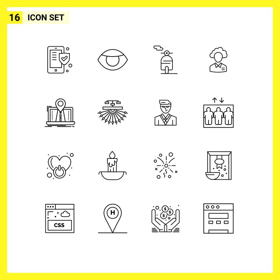 16 User Interface Outline Pack of modern Signs and Symbols of resource manager motor management cloud Editable Vector Design Elements