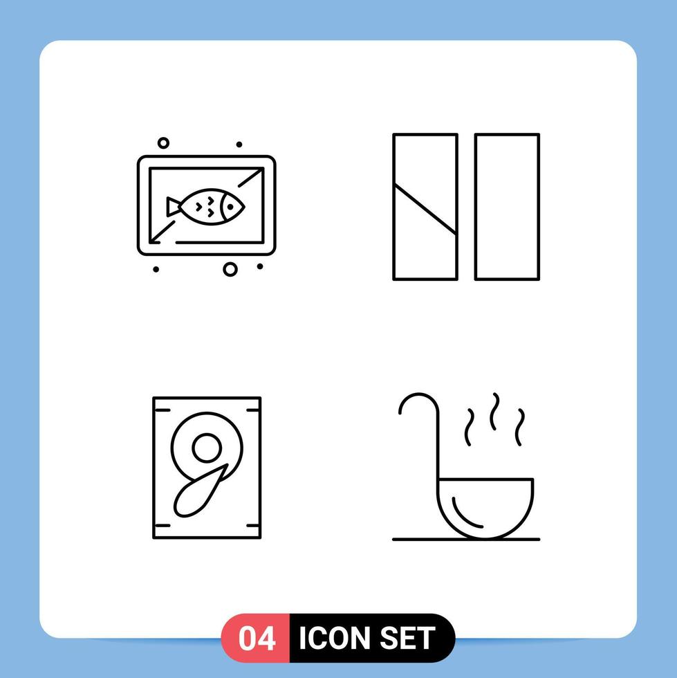 Universal Icon Symbols Group of 4 Modern Filledline Flat Colors of fish music dish frame speaker Editable Vector Design Elements