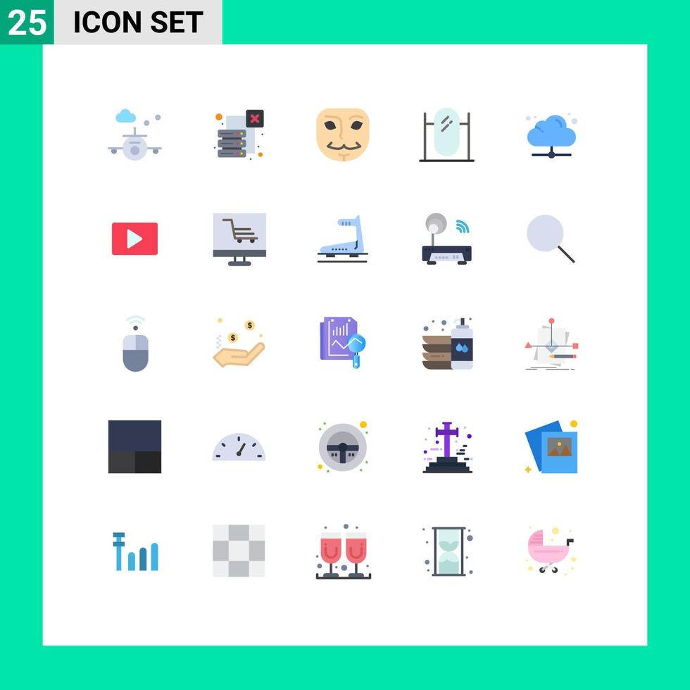 Universal Icon Symbols Group of 25 Modern Flat Colors of share cloud anonymous mirror furniture Editable Vector Design Elements