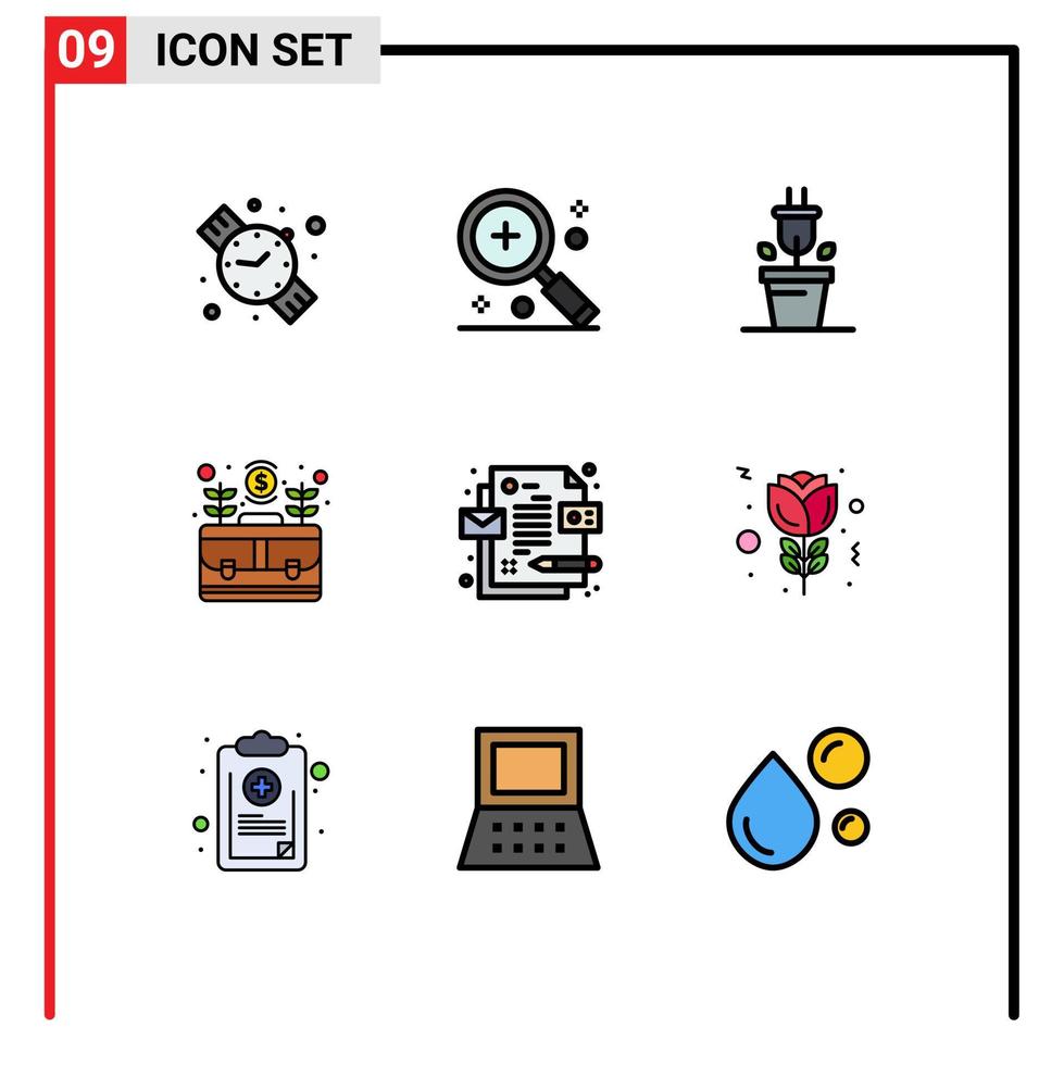 Stock Vector Icon Pack of 9 Line Signs and Symbols for design grow plug money business Editable Vector Design Elements