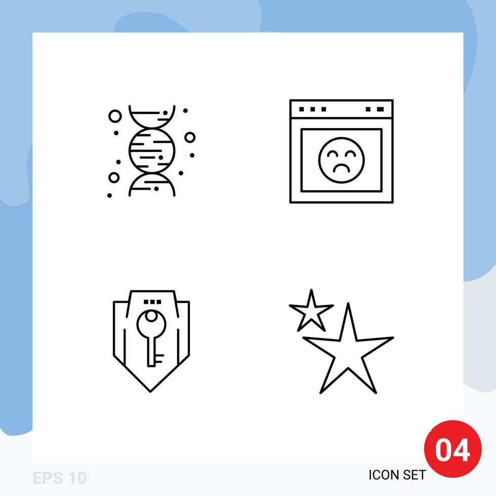 4 Universal Line Signs Symbols of chemistry protection browser website shield Editable Vector Design Elements