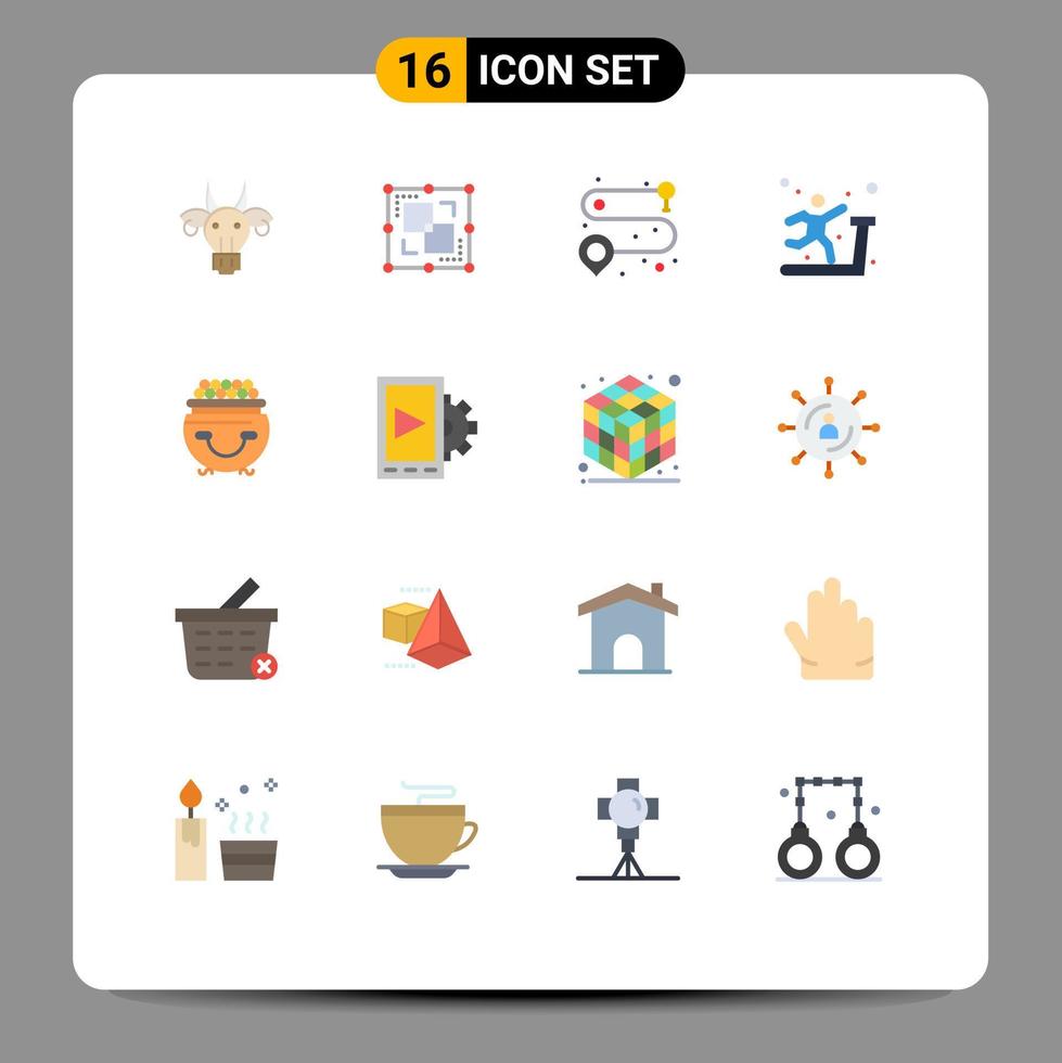 Universal Icon Symbols Group of 16 Modern Flat Colors of gold treadmill point sports exercise Editable Pack of Creative Vector Design Elements