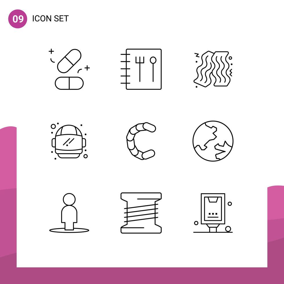 9 Thematic Vector Outlines and Editable Symbols of education crypto currency fast food crypto chain coin Editable Vector Design Elements