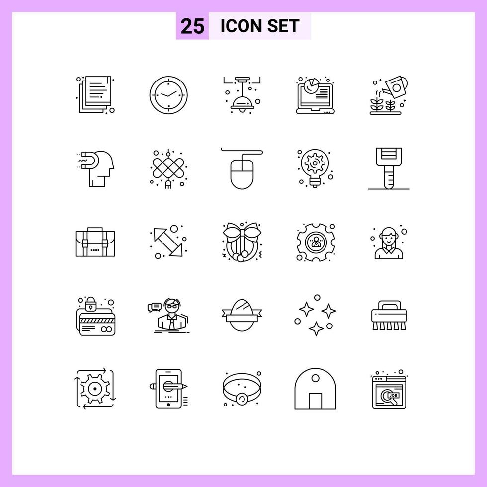 Set of 25 Modern UI Icons Symbols Signs for nature farming lamp analytics report Editable Vector Design Elements